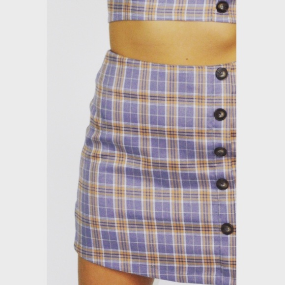 🆕 Blue Plaid Crop Top & Mini Skirt Set - Picture 5 of 8